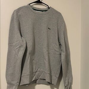 Men’s Lacoste Gray Logo Long Sleeve Crewneck Sweater Sweatshirt Size 5/L